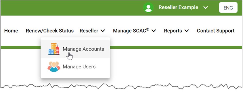 Figure 12-13 Reseller Menu Manage Accounts.jpg