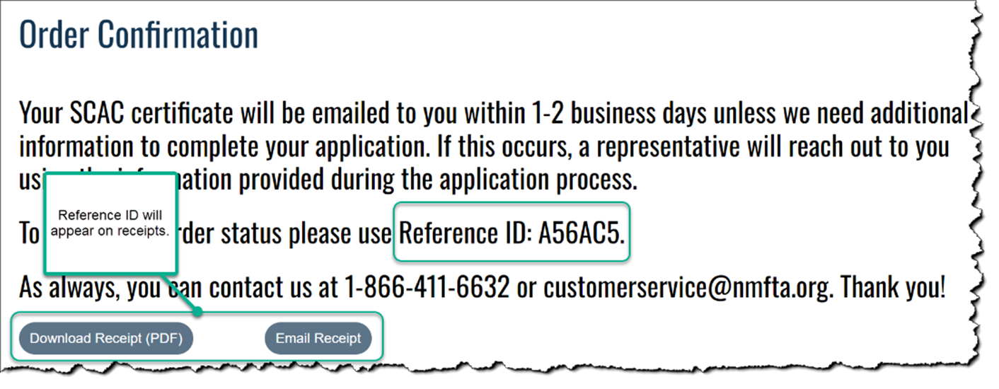 Figure 19-9 Reference ID on an Order Confirmation Screen.png