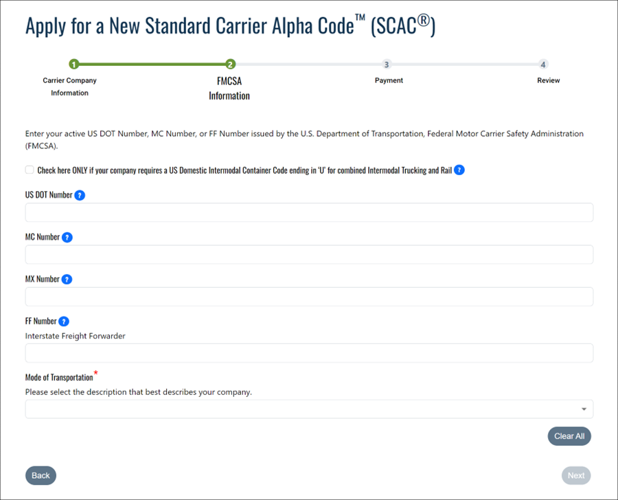 Figure 4-5 FMSCA Information Screen on the Apply for a SCAC Wizard.png