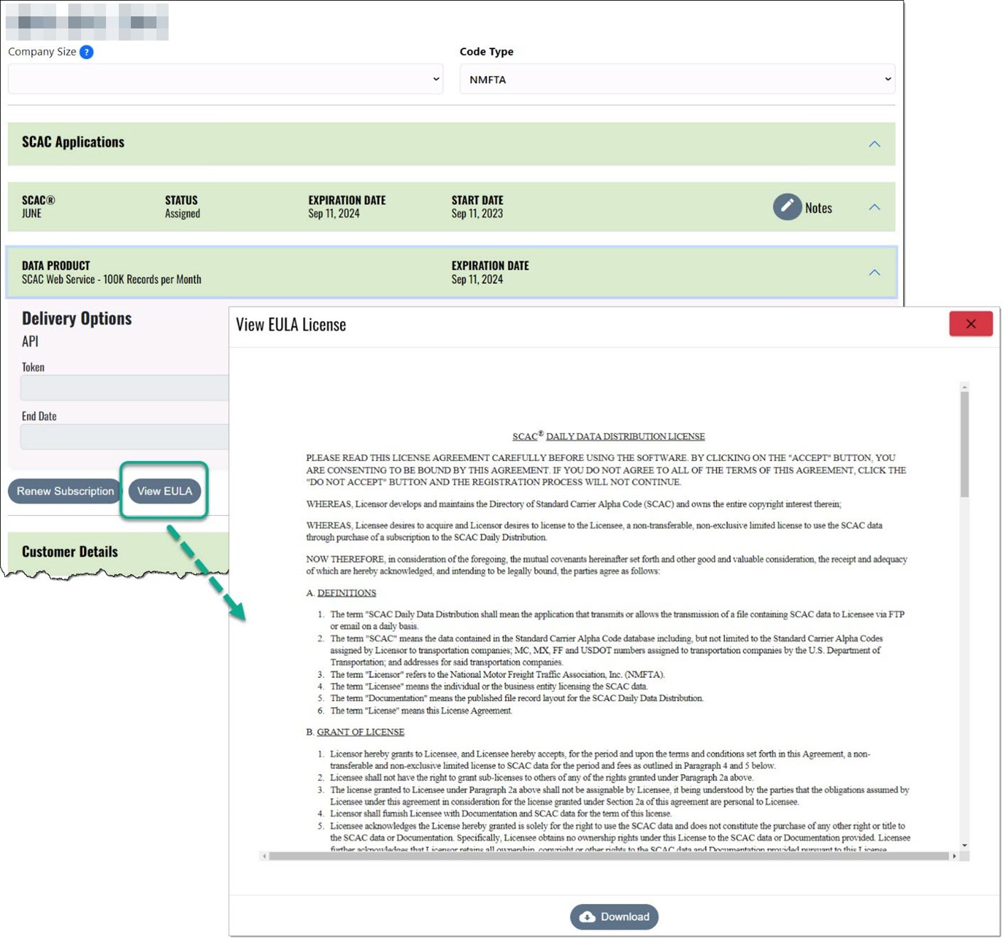 Figure 19-28 Viewing and Downloading a Data Products License Agreement.jpg